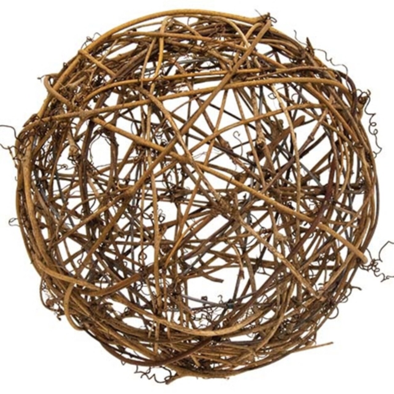 Natural Brown Layered Grapevine Twig Ball 6” Decorative Rustic Accent Sphere